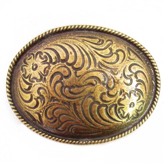 Buckle "Floralornament Oval" Altmessing
