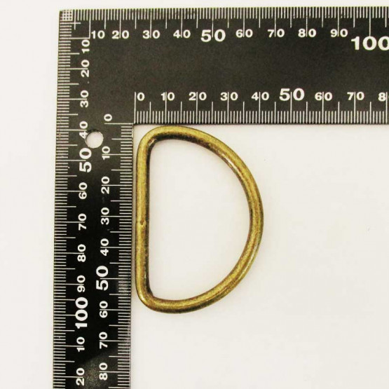 D - Ring, verschweisst, Altmessing, 50 mm